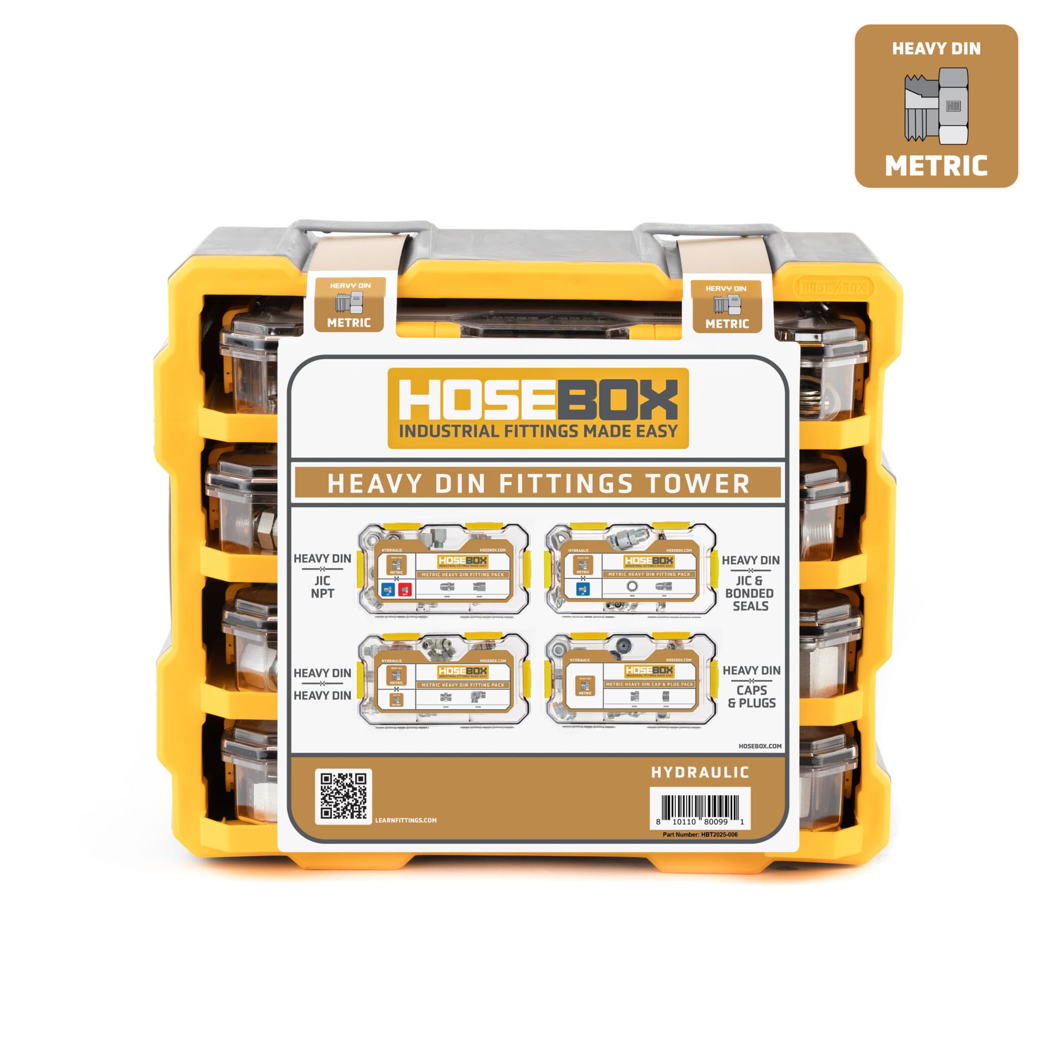 HoseBox Heavy DIN (Metric) Hydraulic Fittings Tower - 148 Piece S-Series Mobile Repair Kit