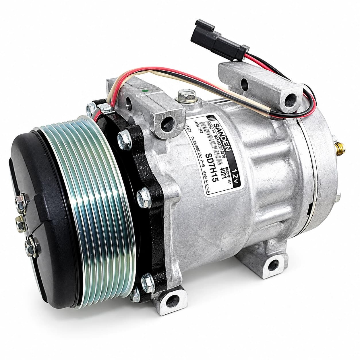 299-2212 A/C Compressor for Caterpillar Backhoe - 12V - enhanced reference image